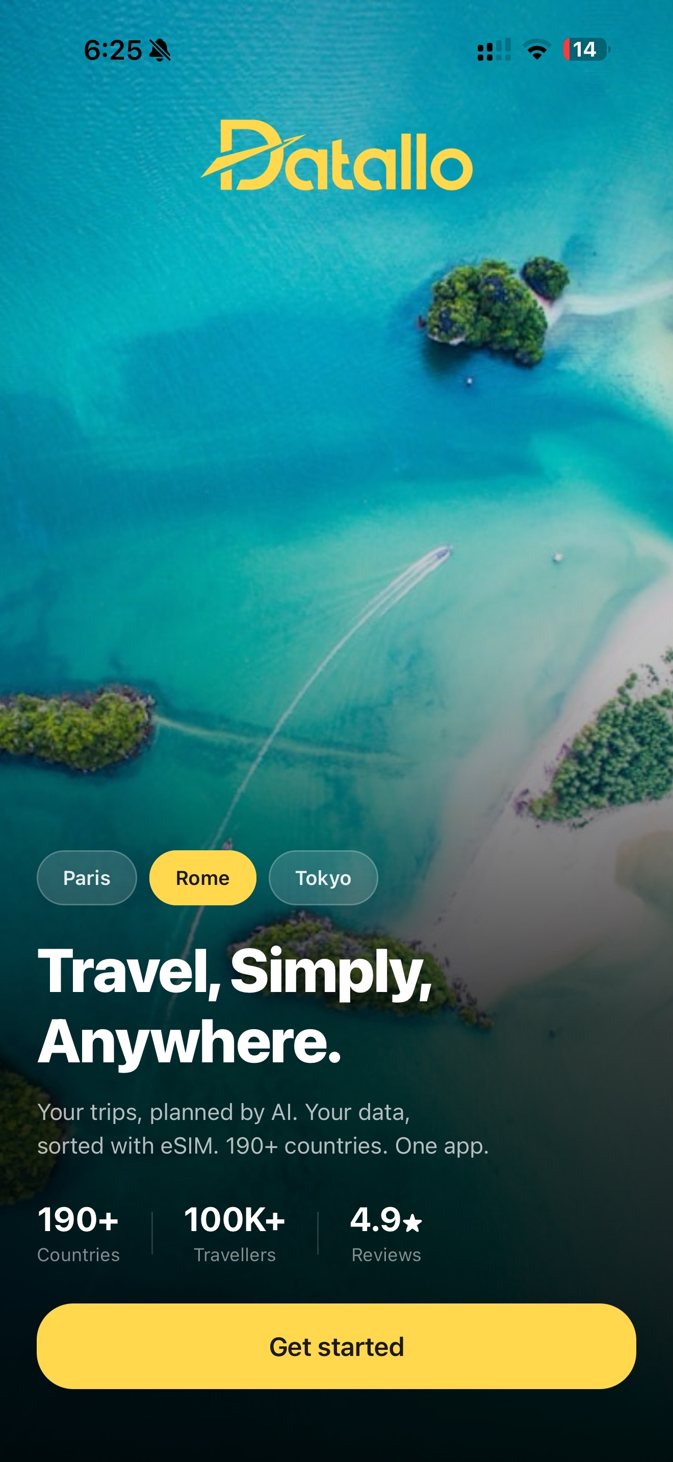 Datallo app main screen
